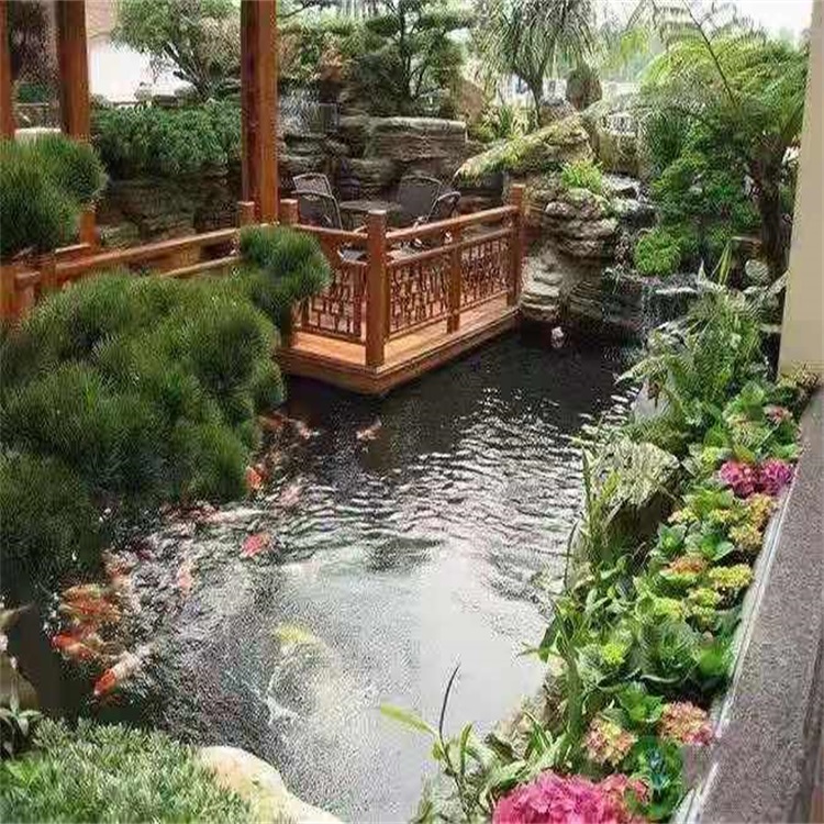镇江别墅庭院景观设计鱼池
